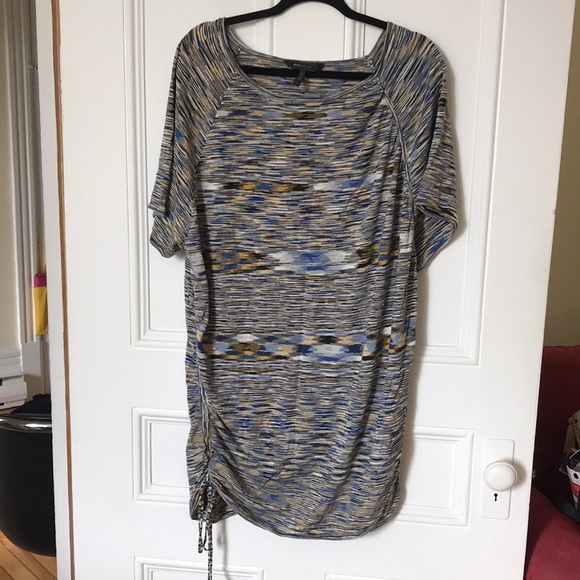 BCBGMaxAzria dress in navy/gold combo, size L. - Picture 2 of 7